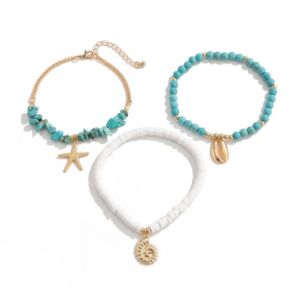 

PuRui Зеленый Камень CCB 3шт/Наборы Браслеты на Ногу для Женщин Винтажные Летние для Девочек Новинка Цепочки на Ногу Повседневный Циркон для Летней Пляжной Вечеринки зелёный