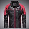 (H-Leather) Season Motorcycle Jacket Teen Men's Stand-Up Collar PU Jacket Casual Stand-Up Collar