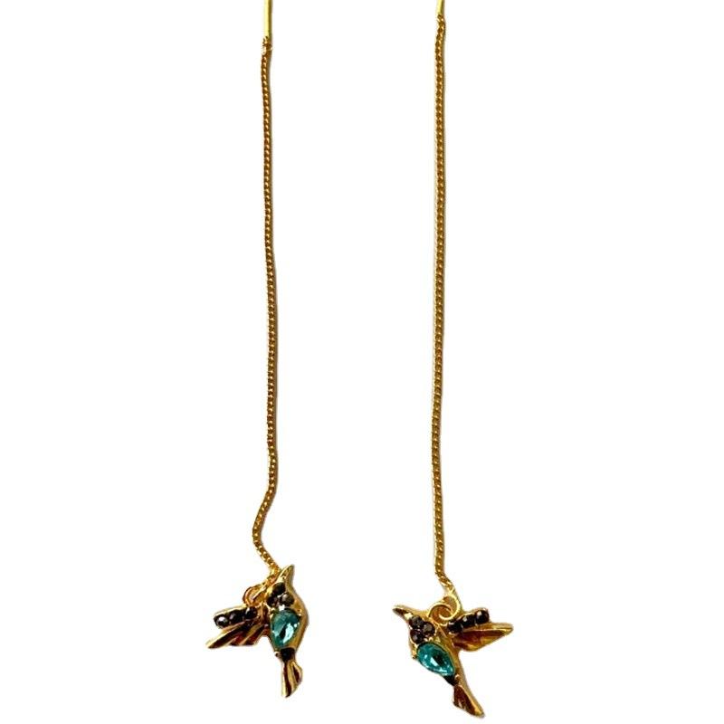 A Pair of Earrings Red Metal Bird Earrings Personalized Fashionable Internet Celebrity Temperament Earrings Suitable for Girls