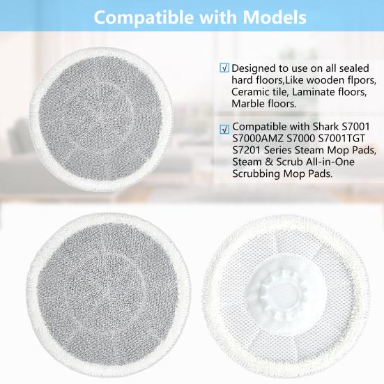 Steam Mop Pad Highly Absorbent Superfine Fibre Replacement Mop Cloth Accessories Mop Cloth for Shark S7001 S7000AMZ S7000 S7001TGT S7201