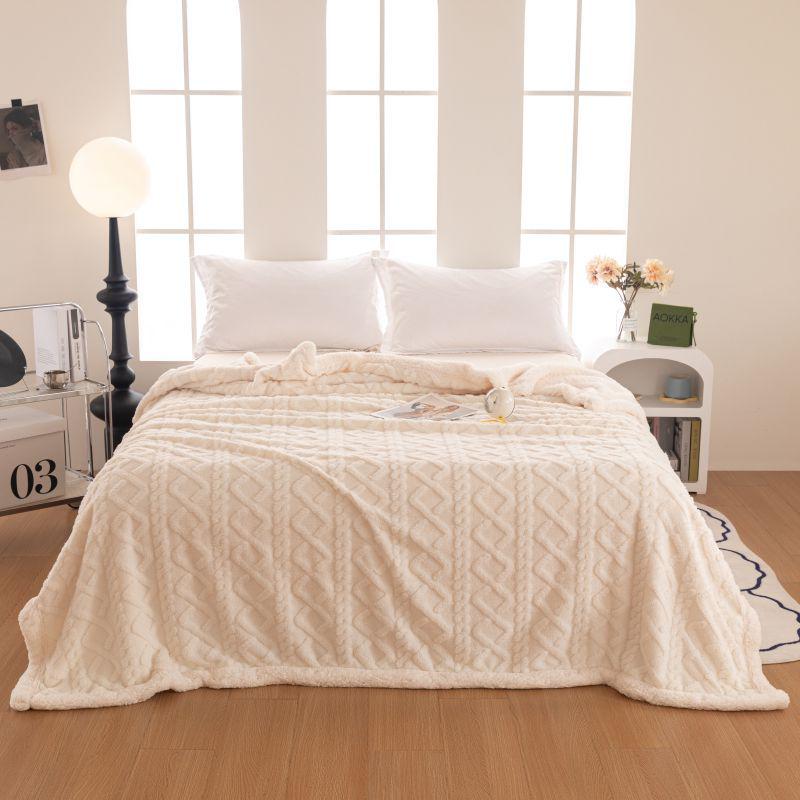Thickened Jacquard Velvet Coral Fleece Flannel Blanket