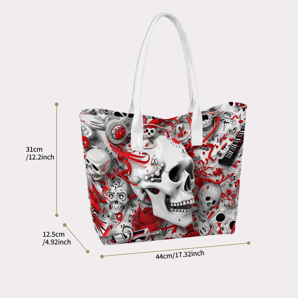 Skull Print Casual Tote Bag Fashion Daily Handbag