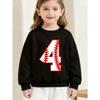 Kids Crewneck Sweatshirt, Baseball Style Number 4 Print, Sport Lovers Daily Casual Pullover