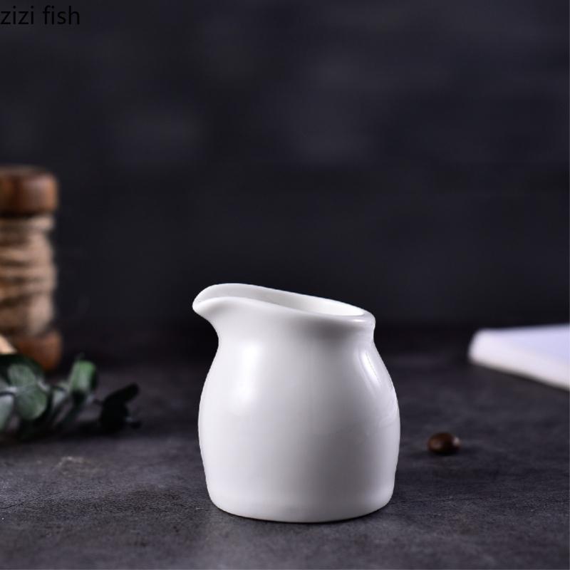 White Ceramic Milk Jar with Handle Milk Pot Seasoning Pot Coffeeware Coffee Milks Cup Western Sauce Pots Sauce Cup Coffee Cups