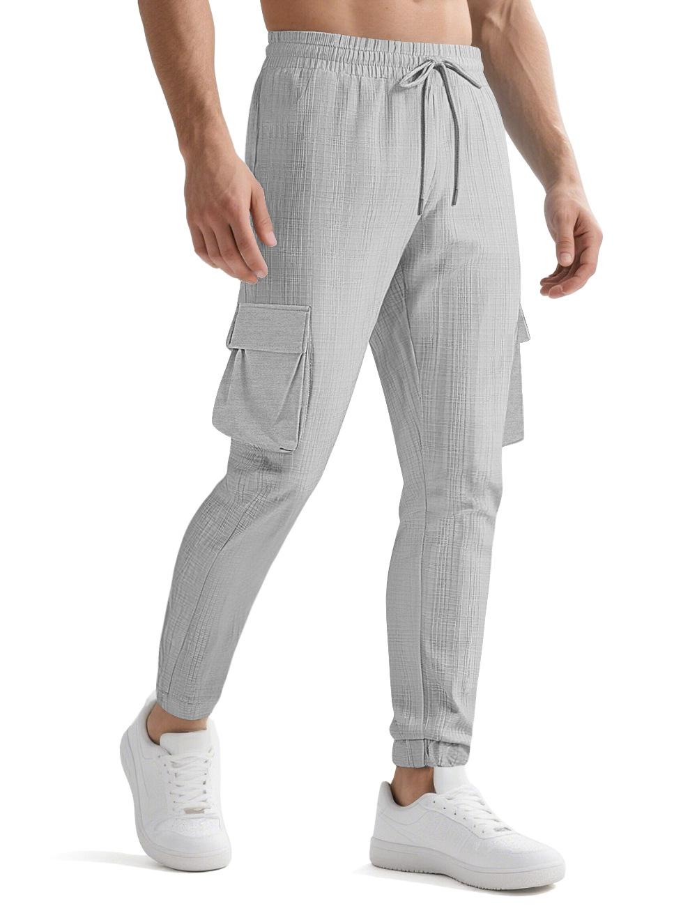 

New European and American Fashion Overalls Sports and Leisure Personalized Trend Drawstring Multi-pocket Trousers Men S серый