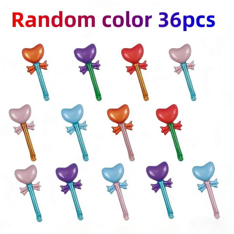 12/24pcs Heart-Shaped Fairy Wand Balloons, Perfect for Party Decorats, Weddings, Birthdays, Events, Kids' Parties & Back-To-Scho