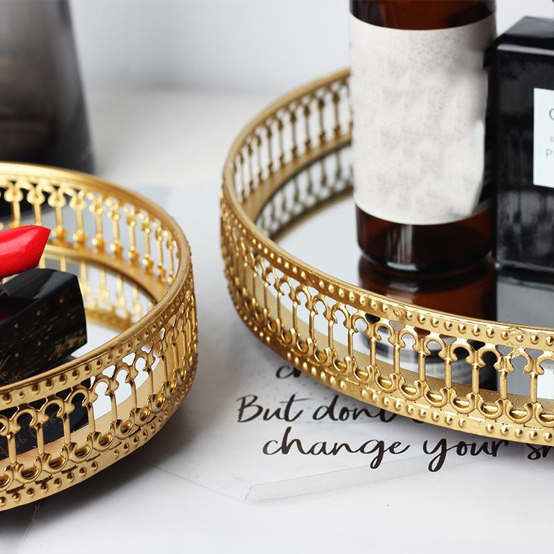 1PC Oglindă Ins Style Metal Decorat Home\t Organizator Scandinav Bijuterii Tavă Depozitare Desktop Lumină Lux