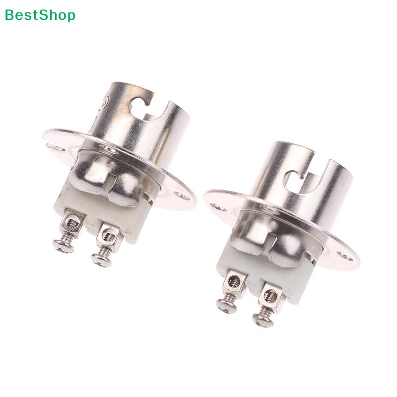 BA15D Dual-Pin Bayonet Light Socket - Metal Flange Mount Lamp Holder for Automotive/Boat Lights (26x29mm Dimensions)
