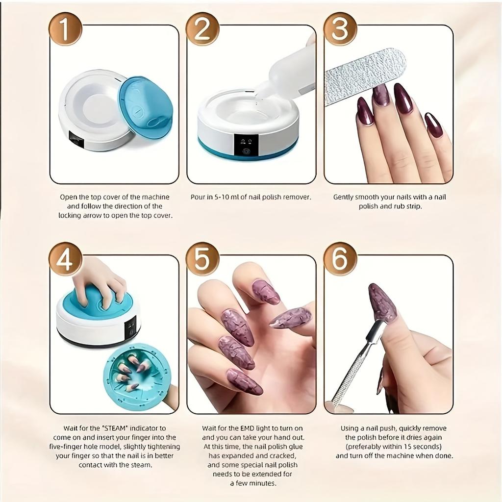 Nail Steam Remover, Fast Nail Removal and Does Not Hurt the Nails, Easy To Remove Nail Polish, Time-saving Fast and Easy To Operate