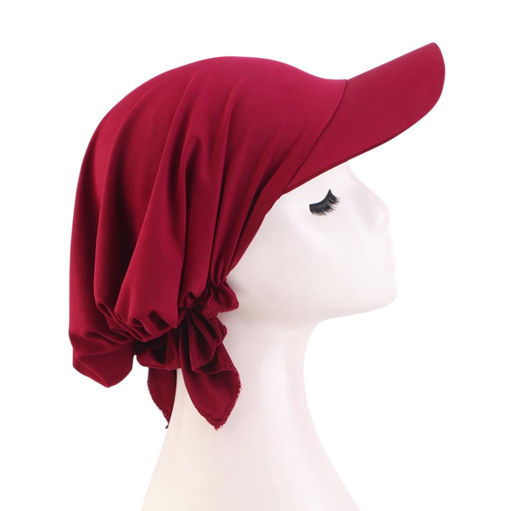 Cotton Outdoor Visor Hat with Attached Scarf Head Cover Adjustable Lightweight Sun Protection Cap for Women and Men