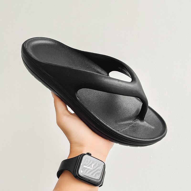 Men's Summer New Flip-flops Simple Solid Color Pinch Sandals for Couples To Wear Seaside Beach Sandals for