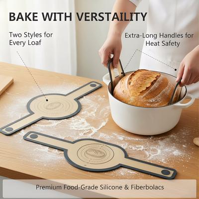 Silicone Bread Sling Dutch Oven Oval Round Non Stick Easy Clean Reusable Baking Mat Long Handle Sourdough Bread Baking Liner