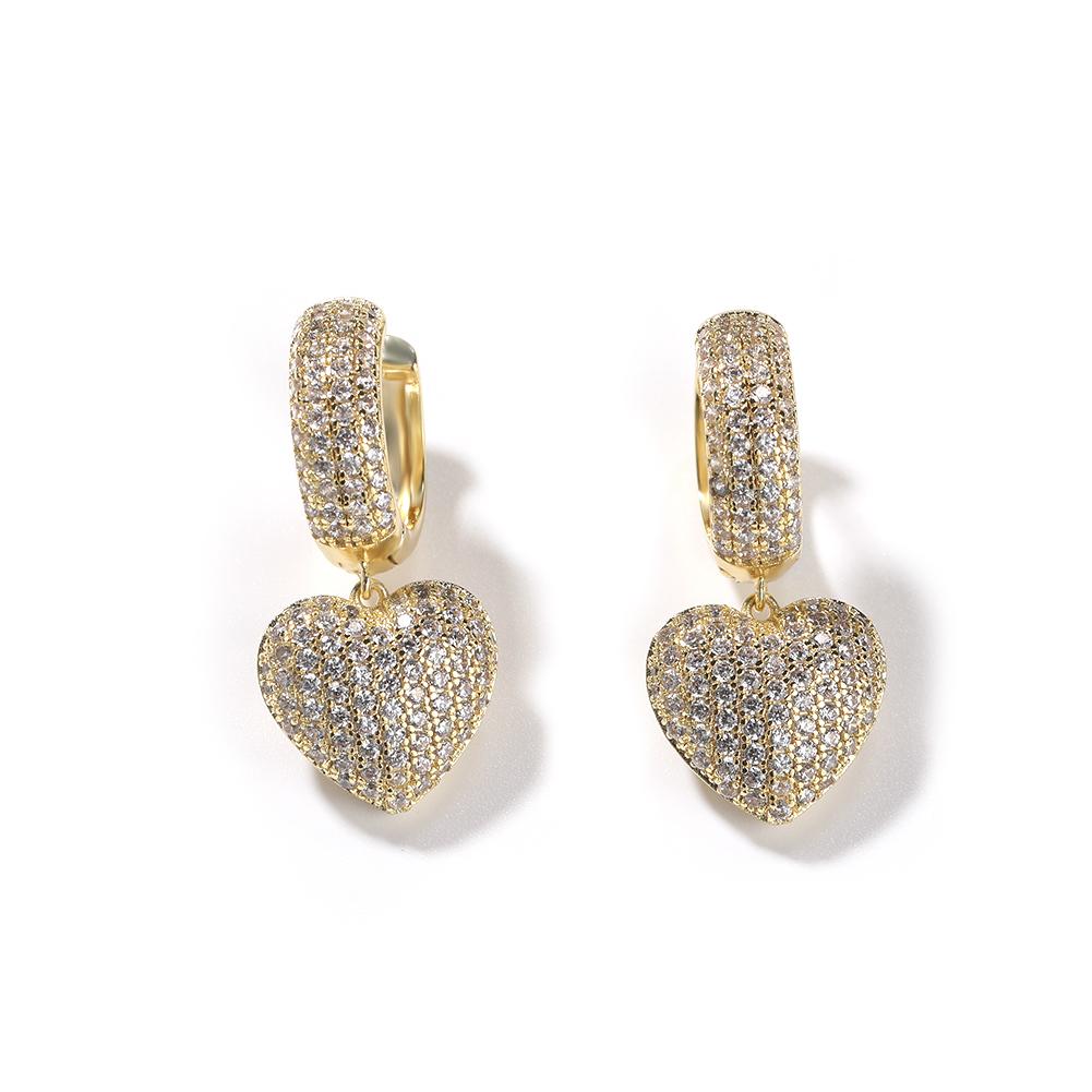 

THE BLING KING Crystal Heart Drop Earrings Iced Out Cubic Zirconia Statement Earring Delicate Jewelry For Women Love Gifts золотий