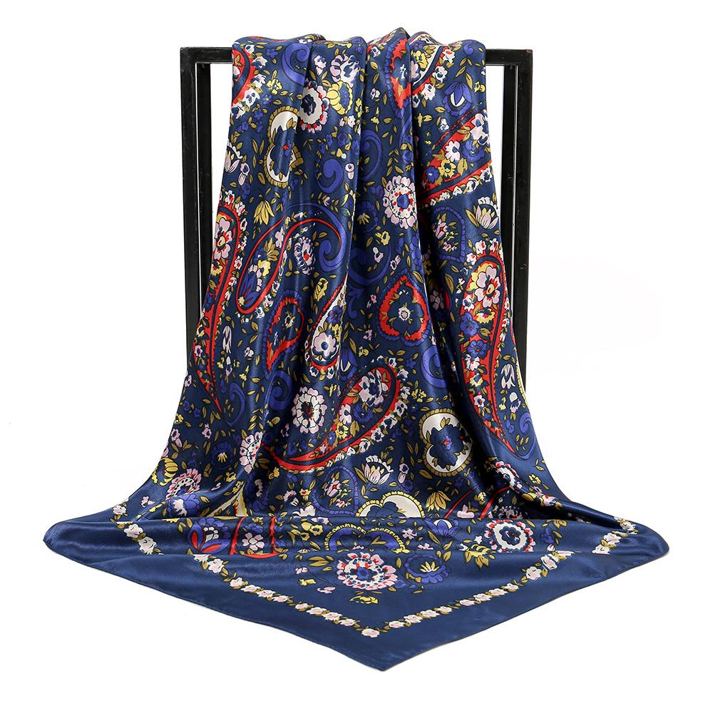 Silk Shawl Square Scarf For Women Print Headband Foulard Satin Hijab Hair Bands Neckerchief Female Head Wraps Bandana