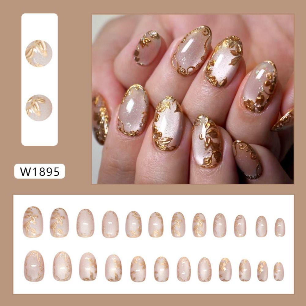 24pcs Cat Eye False Nails French Nail Tips Manicure Fake Nails  DIY