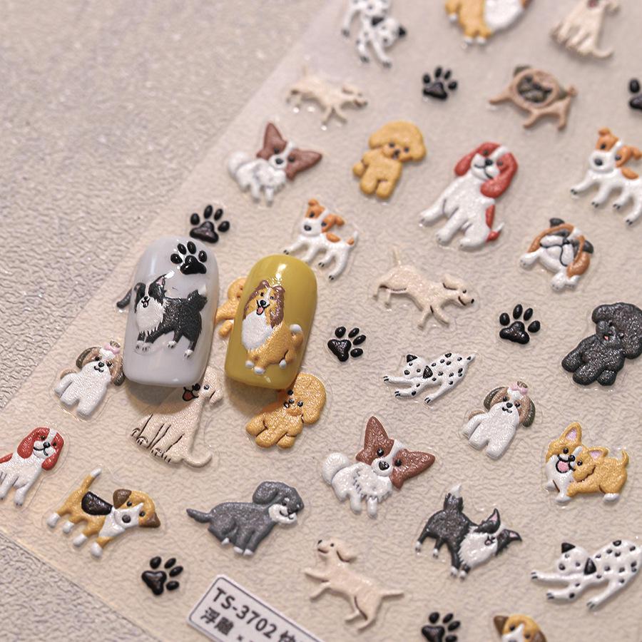 Ferrite Pro Cartoon Nail Stickers: Thin, Tough, Adhesive Nail Art Decals - TS-3701 Happy Dog