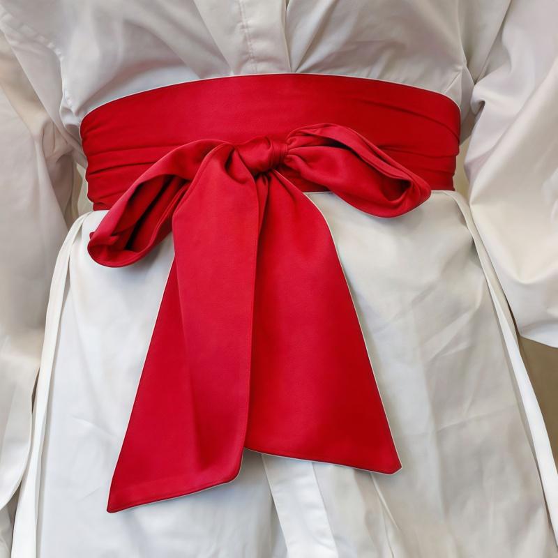 Elegant Adjustable Waist Belt with Glossy Straps – Multi-Use Fashion Accessory Long Wide Silk Scarf