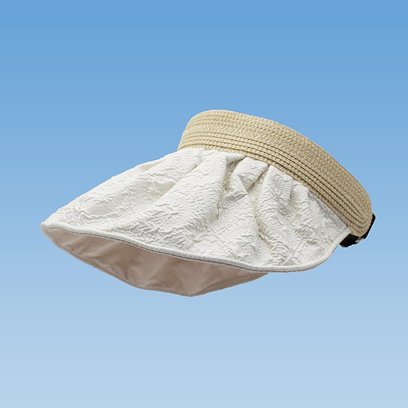 Summer Travel Sunshade Sunblock Hat Large Eaves Anti-Uv Temperament All Empty Top Hat Tidal Sun Hat Children'S Straw Hat