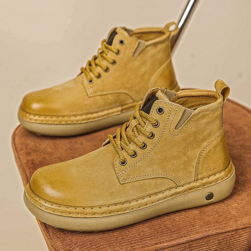 

Мужские ботинки Зимние ботинки с высоким верхом Кожаная обувь Модная обувь Модные ботильоны Деловой кэжуал Уличная обувь Мужские кроссовки Новые 44 золотой