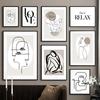 Wall Art Canvas Painting Modern Abstract Line Face Minimalist Nordic Posters And Prints Wall Pictures For Living Room Decoration