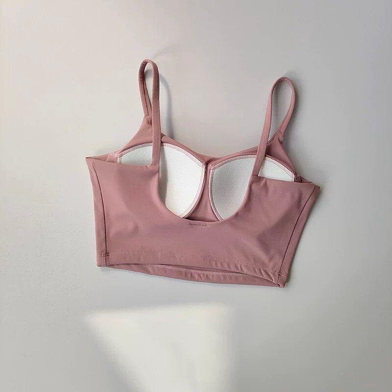 

Sexy One-Piece Yoga Vest, Summer Beautiful Back European and American Style Fitness Top, Strap Bra, Shockproof Sports Underwear for Women XL Pink purple