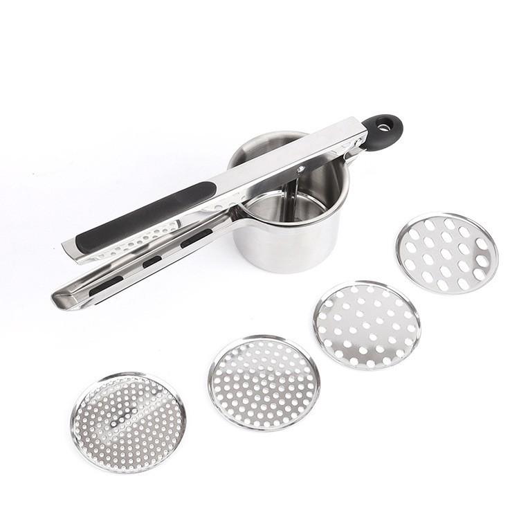 Multi‑Functional Stainless Steel Potato Ricer Replaceable Discs Manual Fruit Juice Squeezer Vegetable Press for Home Kitchen Use