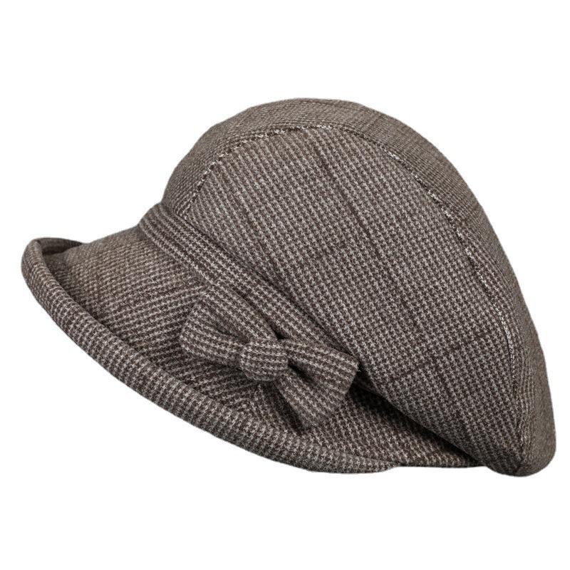 Middle-aged and elderly women's autumn and winter peaked caps, warm woolen top hats, basin hats, spring and autumn casual bucket hats