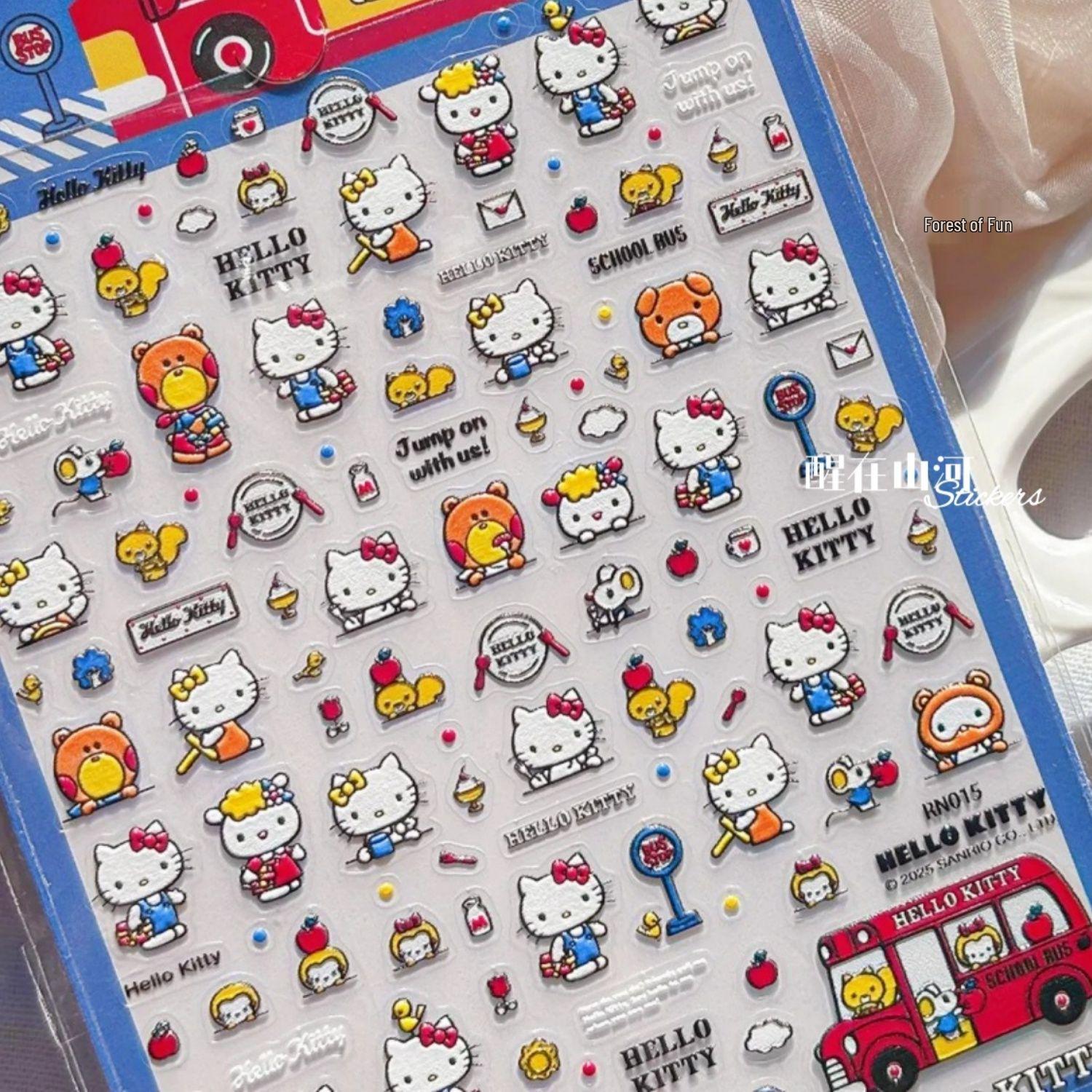 Korean Style Cute Bear & Heart Denim Embossed Phone Sticker Set