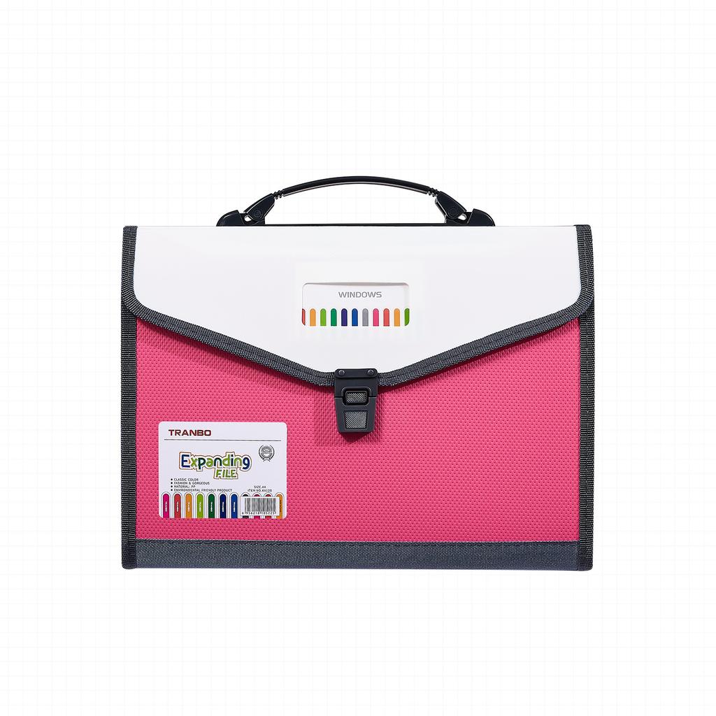 1pc Handheld Fashion Buckle 13 Grid Organ Bag, Student Subject Information Bag Storage Bag File Folder