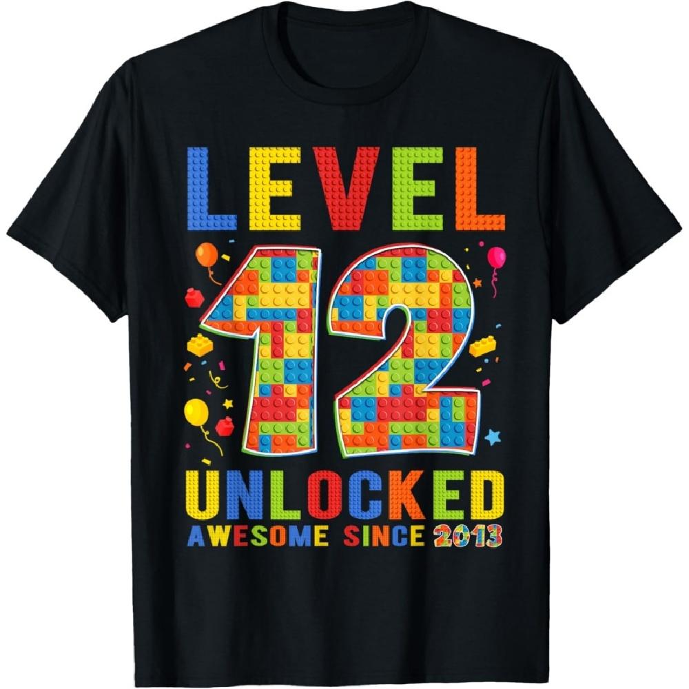 

Birthday Level 12 Unlocked Awesome Since 2013 Building Block T-Shirt S