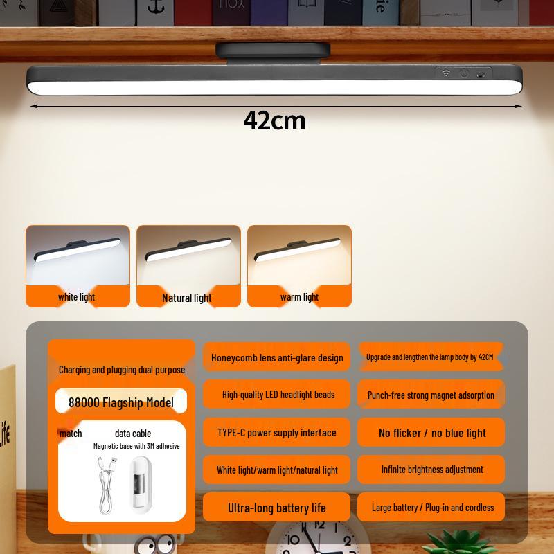 Crossled 42cm Magnetic Cool Light: Eye Protection Study Lamp for Dorm & Bedroom