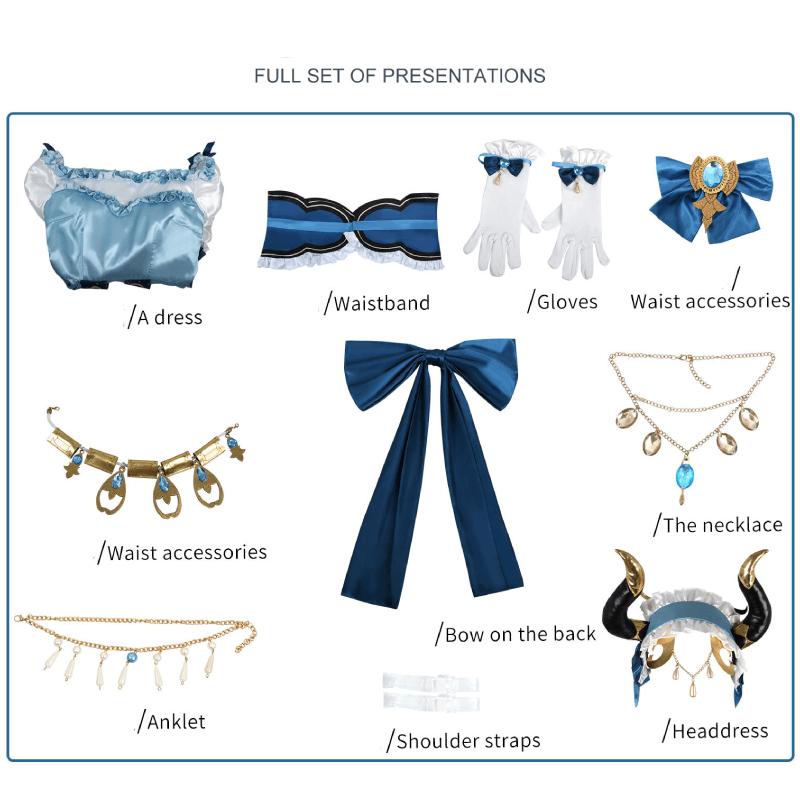 

Impact Genshin Нилу Тот же Косплей Аниме Костюм Платье Полный Комплект Наряд на Хэллоуин M