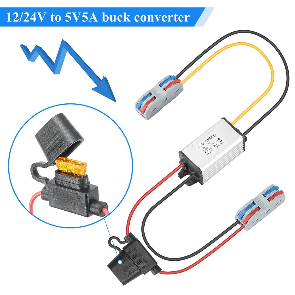 YABOANG 8-32V To 5V Converter, Step-Down, DCDc Converter, Voltage Converter with Fuse 5V5A 25W