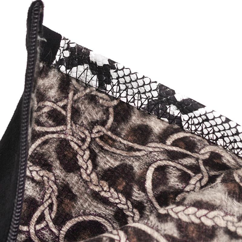 Fashion Brand Women Snake Print Winter Boots Women Ankle Boots Platform Pointed Toe Western Cowboy Boots Female Thick Heel Shoes Botas