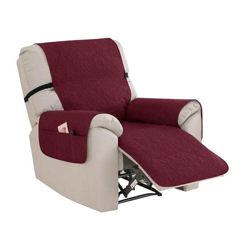 1 Seat Quilted Recliner Sofa Cover Dogs Pets Anti-Slip Chair Covers with Elastic Strap Anti-wear Lazy Boy Armchair Slipcovers