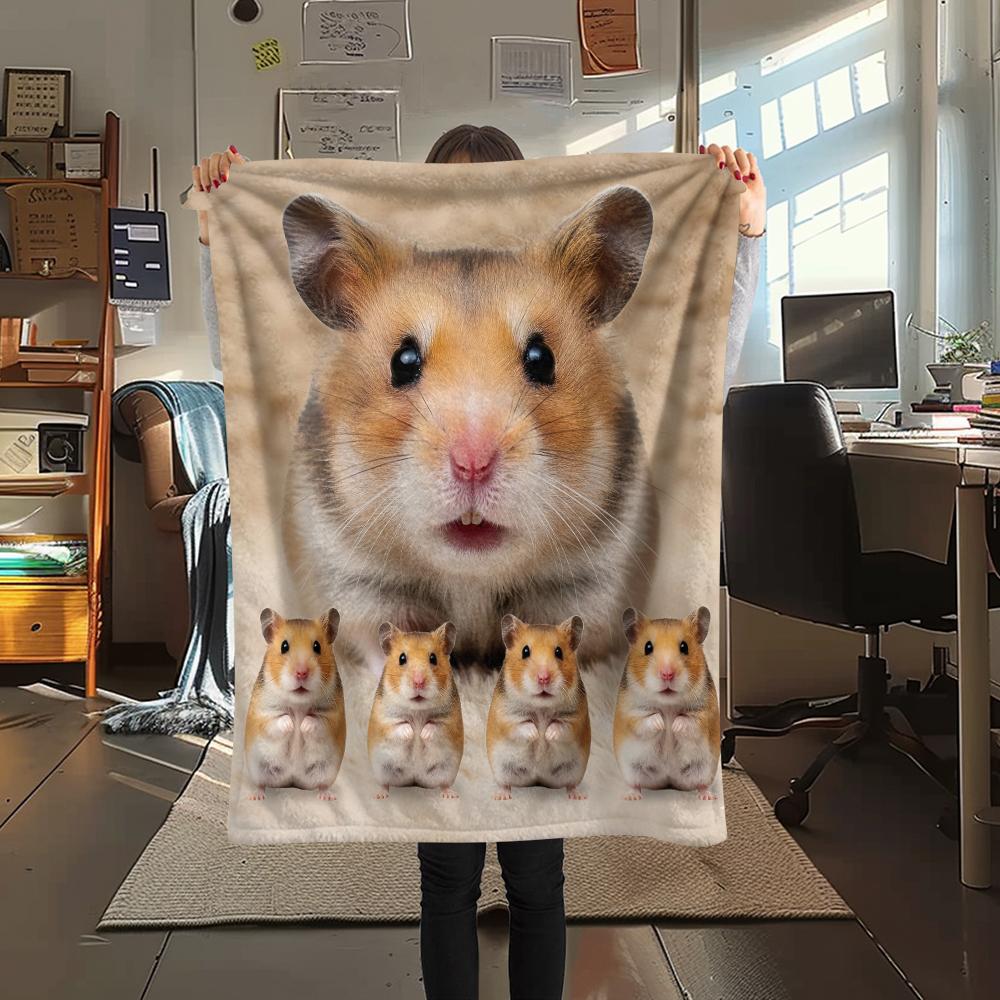 1Pc Hamster and Rat Print Flannel Blanket, High Quality Comfortable for All Seasons, Home Decor, Warmth and Comfort, Perfect for Gifts