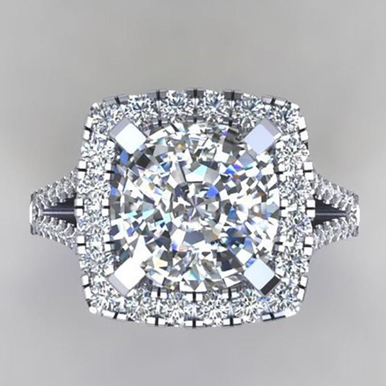 Jianjie European-American Style White Zircon Women's Engagement Wedding Bride Ring