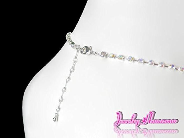 [Jewelry Hanazono] Owalny naszyjnik na sutek z rzędem diamentów i kryształowym wzorem Aurora, Srebrny, Akcesorium na sutek, Srebro próby 925, Biżuteria na sutek,