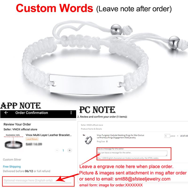 Bracelets Vnox pour Hommes avec Personnalisation Nom Personnalisé Date Initiales Citation Gravure Cordon Ajustable Bijoux Unisexe