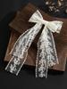 1 pinza para el pelo con lazo de encaje estilo Mori, accesorio para el pelo de cinta larga bordada blanca, elegante pinza de pico de pato para mujer