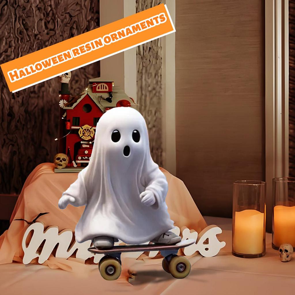Halloween Skateboarding Ghosts Resin Decorative Ornament