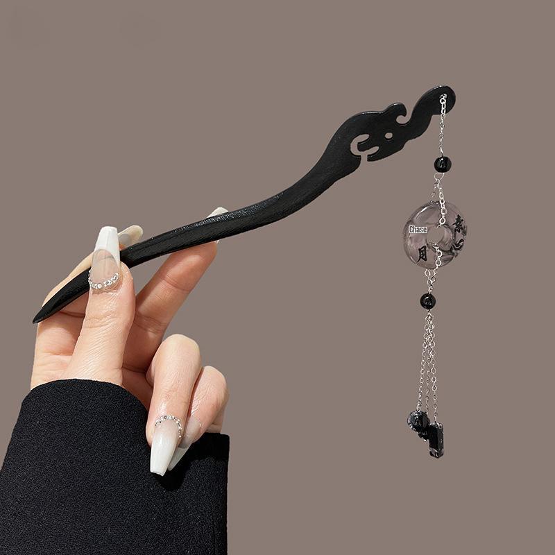 Vintage Tassel Alloy Wooden Hairpin for Women - Elegant Retro Updo Accessory