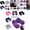 U-shaped Inflatable Neck Pillow Set For Travel With Camel Hump Design Soft And Comfortable