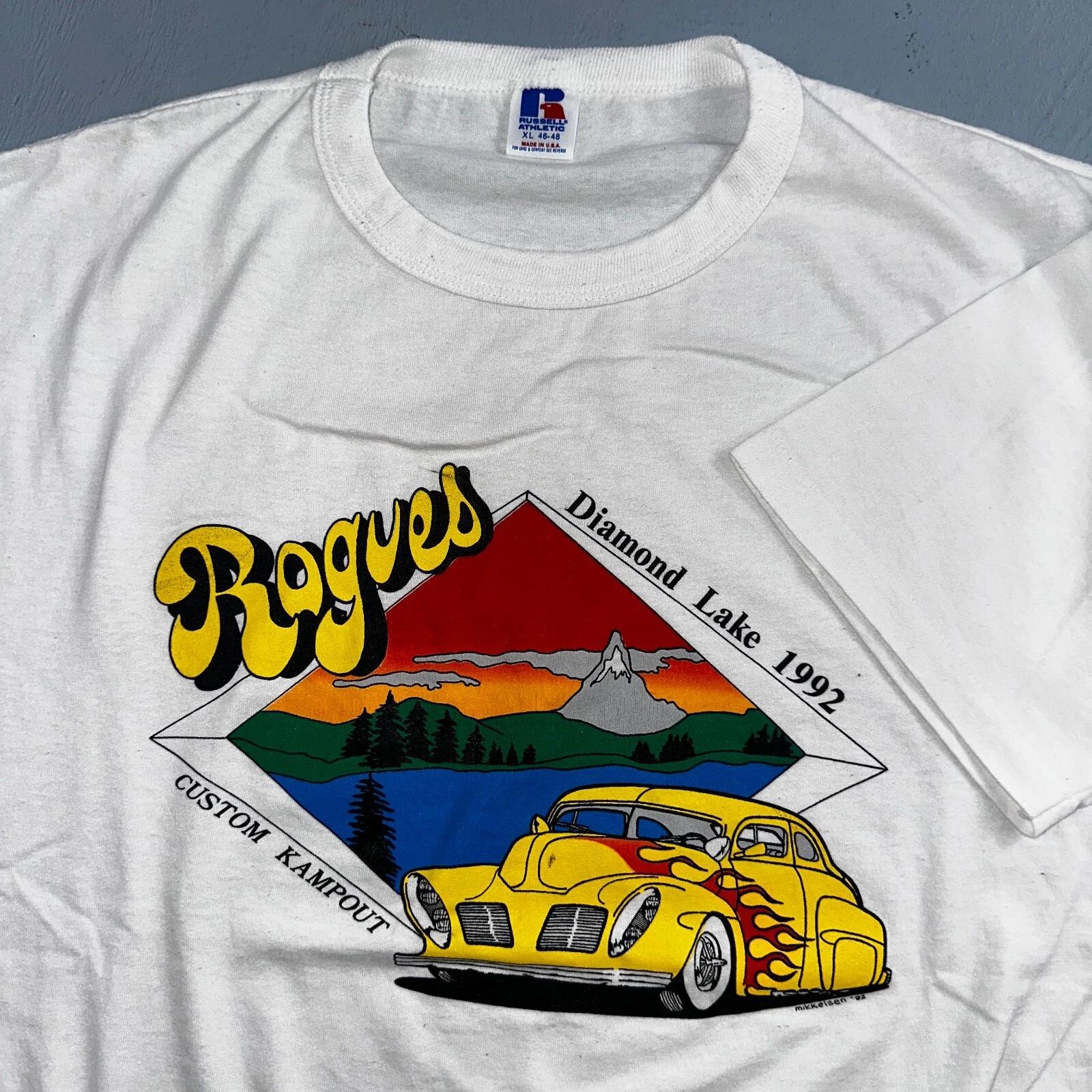 Diamond Lake Rogues Hot Rod VTG T Shirt USA Russell Athletic Cars Kampout Art Te S
