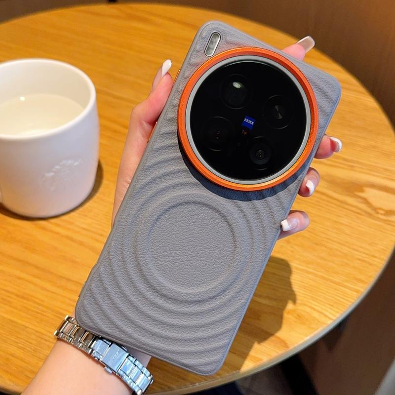 

Для Vivo X200 X200S Pro Mini Ultra Чехол Магнитный Волнообразный Рисунок Кожаный Оранжевый Защита Рамки Объектива Камеры Мягкая Задняя Крышка из ТПУ Artificial leather&vivo X200 Pro mini