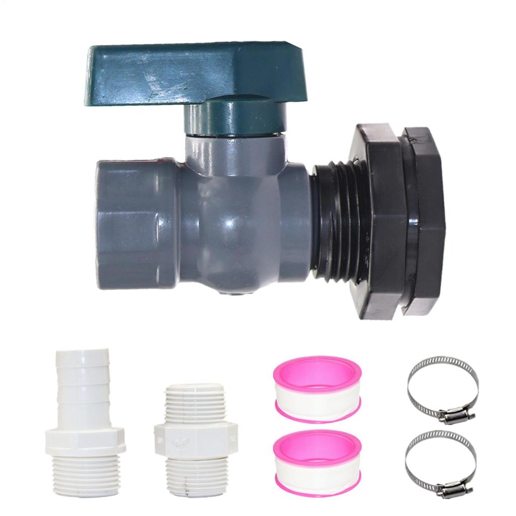 PVC Rain Barrel Diverter Kit, 3/4 Inch Rain Barrel Valve, Rain Barrel Spigot Kit with Bulkhead Fitting Leak-Proof Adapter 3/4