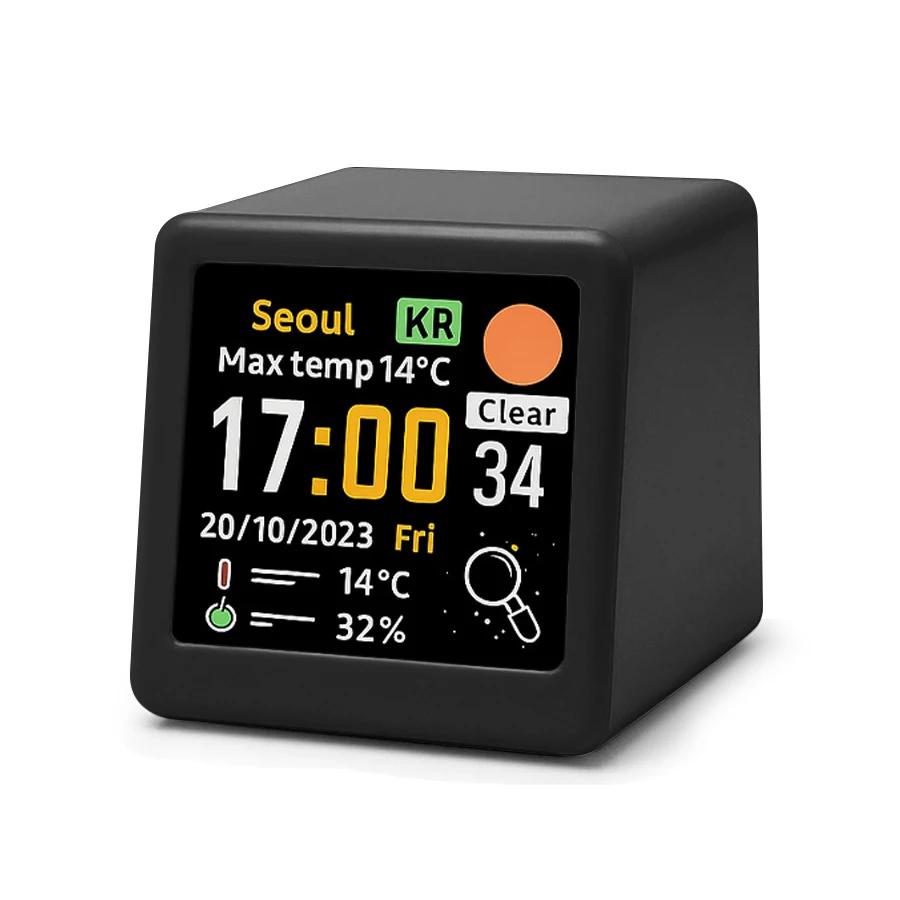 Smart WiFi Desktop Clock Multifunctional GIF Animated Weather Temperature Humidity Desktop Clock For Study Office Bedroom Decor