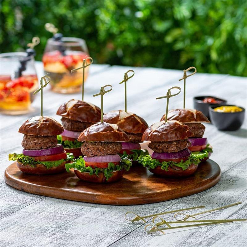 200 Stück 12 cm (4,7'') Natürlicher Bambus geknotete Spieße, Cocktailspieße, Essenspicks, Obstgabel, Partygeschirr-Zubehör