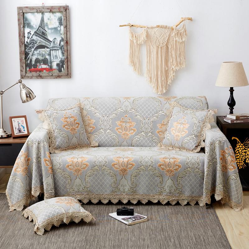 AI WINSURE-Jacquard Chenille Sofa Towel Cover, Luxury Couch Slipcover, European, Non-Slip Sofa Towel, Throw Blanket, 2, 3 Seats
