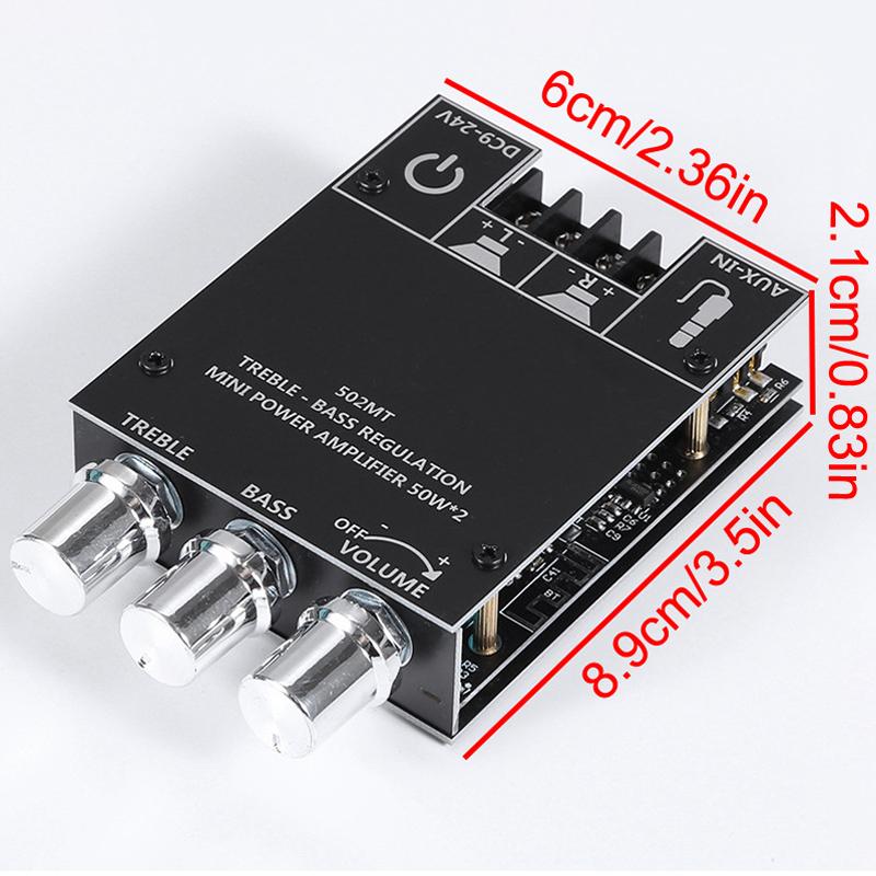 2.0 Channel High Power Audio Digital HIFI Stereo Amplifier Board 2X50W Bass AMP ZK-502MT Bluetooth 5.0 Subwoofer Amplifier Board